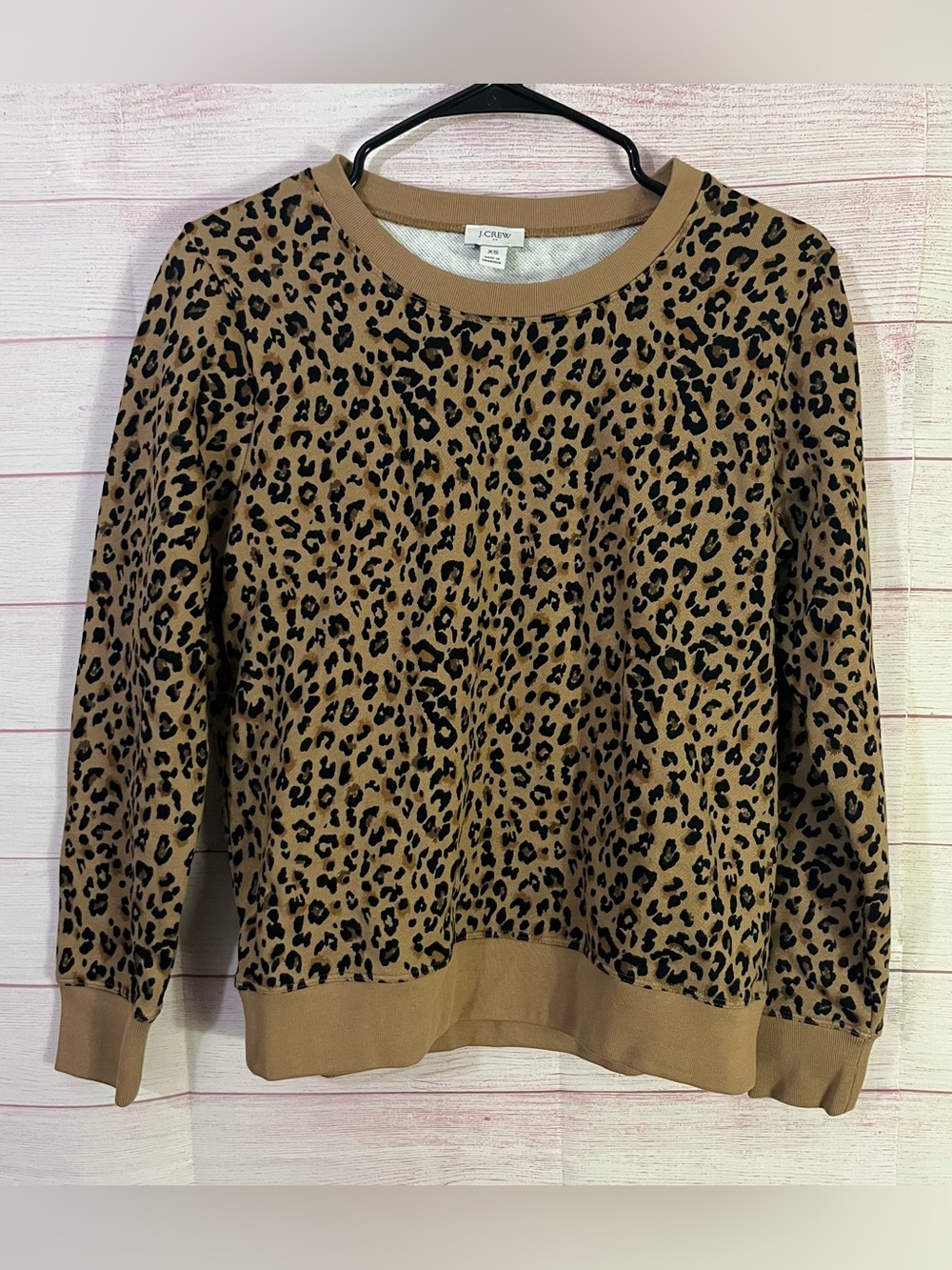 J.Crew‎ Leopard Print Crewneck Sweatshirt Size XS
